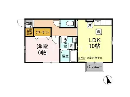 コージーコート(1LDK/1階)の間取り写真