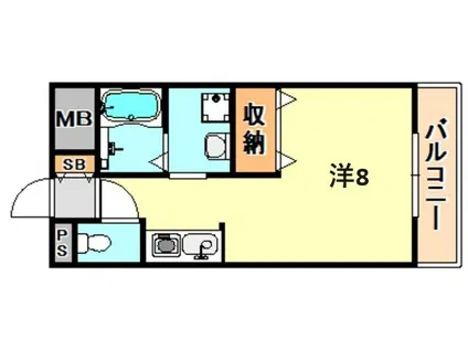 Kコーポ(ワンルーム/2階)の間取り写真