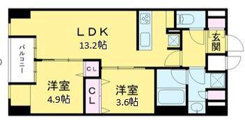 W-GATES TOWER (2LDK/9階)の間取り写真