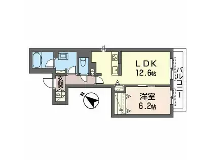 シャーメゾンノール大阪(1LDK/2階)の間取り写真