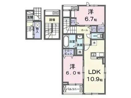 ベル グリシーヌ(2LDK/3階)の間取り写真