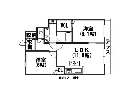 ジャルディーノ・ア・カーサ(2LDK/1階)の間取り写真