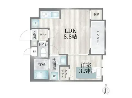 CHERIM浄心イースト(1LDK/3階)の間取り写真