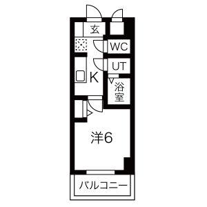 スプランディッド天王寺パークサイド(1K/6階)の間取り写真