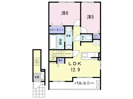 カサブランカ4(2LDK/2階)の間取り写真