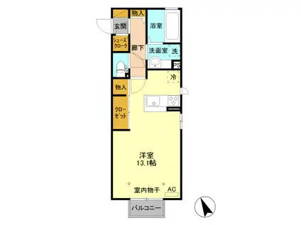 D-ROOM セントラル ヴィレッジ B201(ワンルーム/2階)の間取り写真