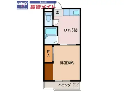 ブルージュ寿町(1DK/2階)の間取り写真