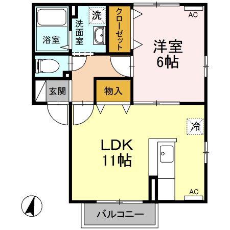 ドミールSUGURO(1LDK/2階)の間取り写真