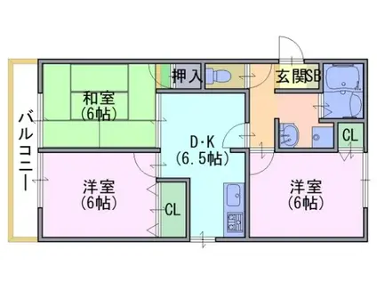 パルカーサ南京都(3DK/2階)の間取り写真