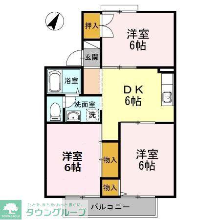 ファミール栄I(3DK/2階)の間取り写真