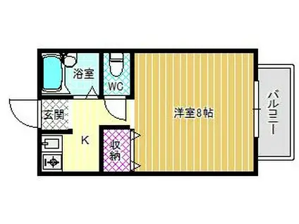 グランデュール羽曳ヶ丘(1K/1階)の間取り写真