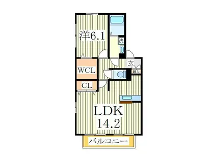 ボヌールおおたかの森 II(1LDK/2階)の間取り写真