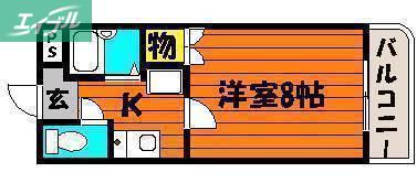 パルミラ津高(1K/2階)の間取り写真