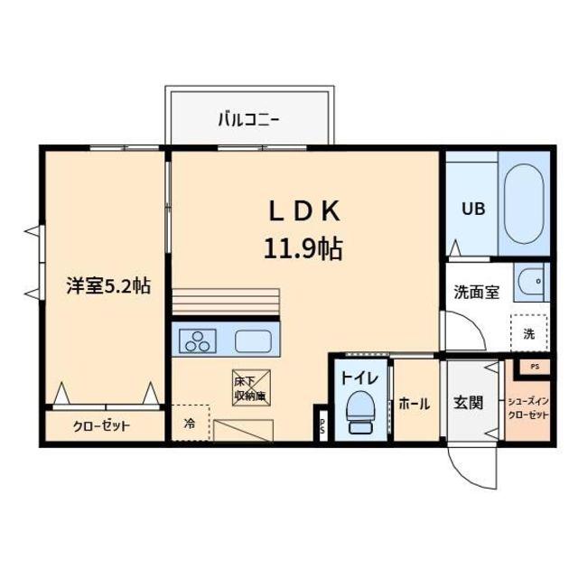 ブランメゾンB(1LDK/3階)の間取り写真