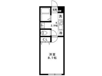 ソレアード(1K/2階)の間取り写真