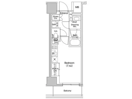 ザ・パークハビオ川口(ワンルーム/4階)の間取り写真