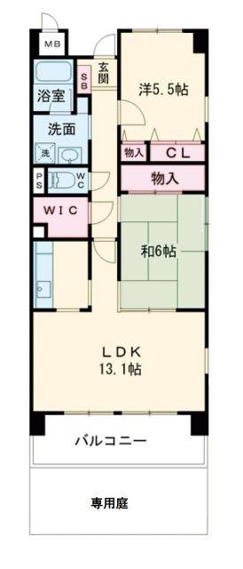 エクセレント(2LDK/1階)の間取り写真