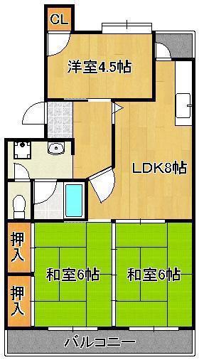 ハイランドマンション千代ヶ崎(3LDK/1階)の間取り写真
