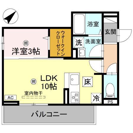 D-ROOM彦根市後三条町(1LDK/1階)の間取り写真