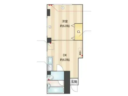 アーバンコート新中野(1DK/2階)の間取り写真