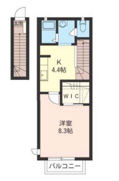 フォンテーヌ住吉(1K/2階)の間取り写真