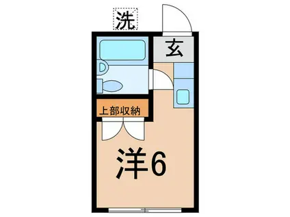 パインハイツB棟(ワンルーム/1階)の間取り写真