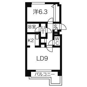 タクメナー(1DK/7階)の間取り写真