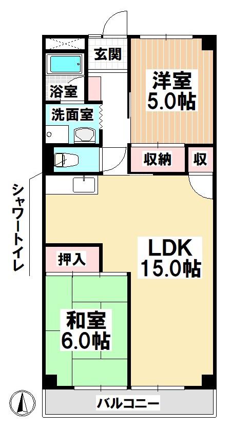 横井ビル(2LDK/3階)の間取り写真