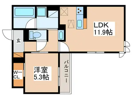 トリシア千躰(1LDK/2階)の間取り写真