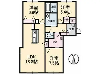 BEREO蔵本元町(3LDK/1階)の間取り写真