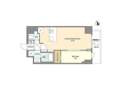 ドゥーエ浅草(1LDK/13階)の間取り写真