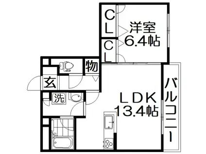 シャーメゾン フクジュ(1LDK/2階)の間取り写真