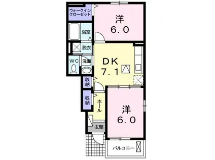 フロイデ KANAGEN I(2DK/1階)の間取り写真
