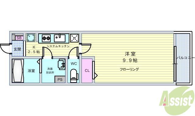 リブリ・曽根ハイム(1K/3階)の間取り写真