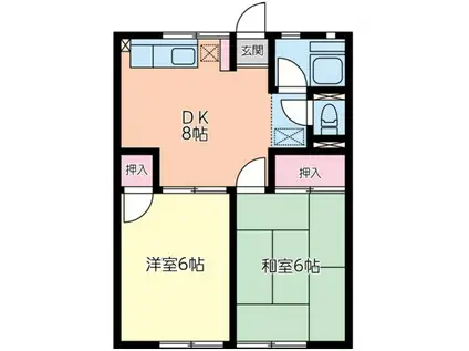 シティハイムイカダII(2DK/1階)の間取り写真