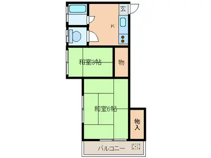 遠山ビル(2K/4階)の間取り写真