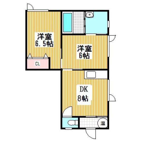 ミッキーハウス登別(2DK/1階)の間取り写真