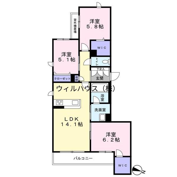 SHAMAISON 堺三国ヶ丘(3LDK/3階)の間取り写真