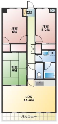 フォンティ―ナ今之浦(3LDK/3階)の間取り写真