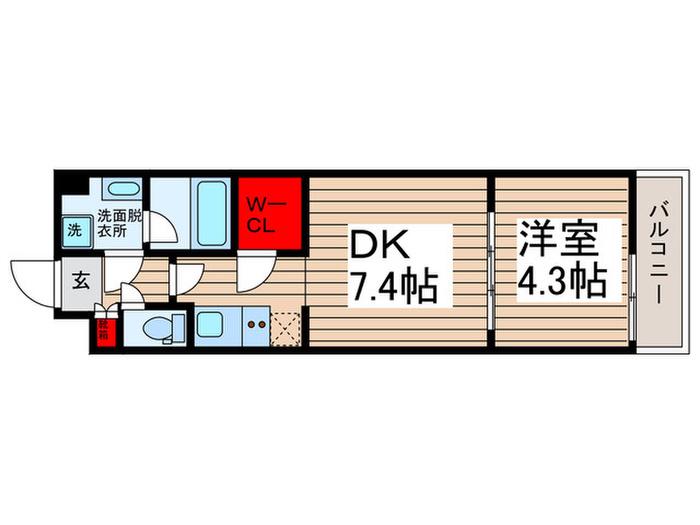 QUALITAS大島(1DK/2階)の間取り写真