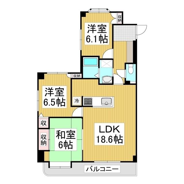 メゾンドール吉栄(3LDK/6階)の間取り写真