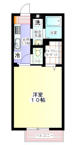 バリーヒルズ高井(1K/2階)の間取り写真