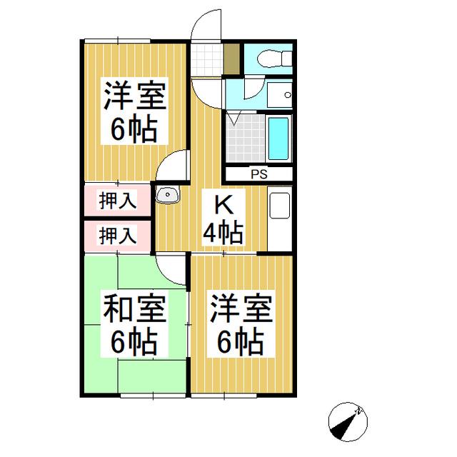 シャトレーゼ上田(3K/2階)の間取り写真