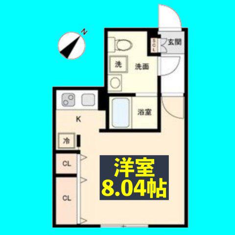 BRANCHE覚王山(ワンルーム/2階)の間取り写真