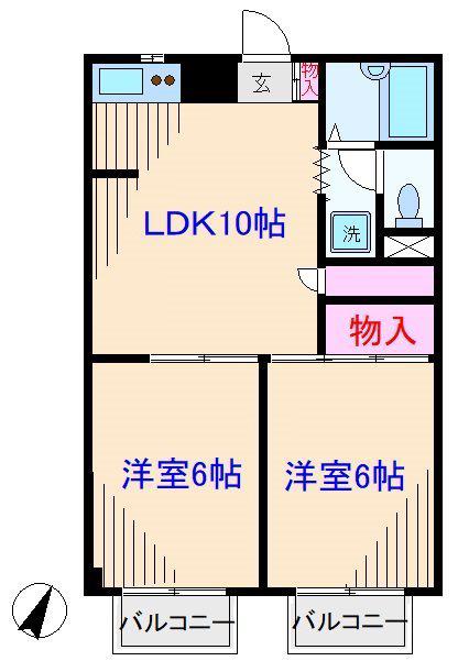 メイウール新川崎(2DK/2階)の間取り写真