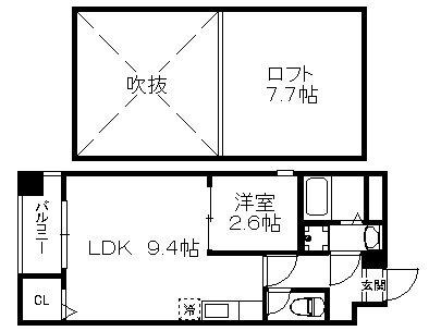 アリエスサン西新(1LDK/3階)の間取り写真