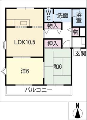 サンレジデンス江西(2LDK/1階)の間取り写真