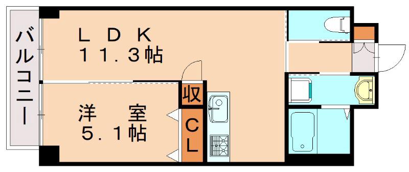MDIフォレストガーデン三ヶ森(1LDK/4階)の間取り写真