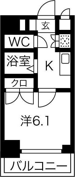 スパシエレジデンスファースト(1K/6階)の間取り写真
