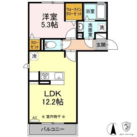 OLIVE B棟(1LDK/1階)の間取り写真